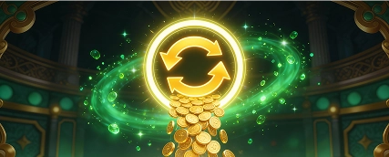 HeroSpin circular arrow icon with glowing coins representing reload bonus