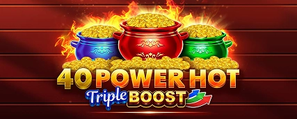 HeroSpin Opower Hot Triple Boost slot game banner with glowing coins