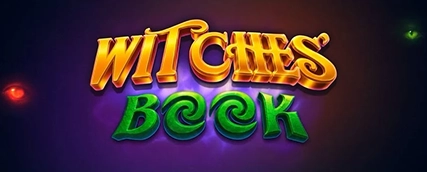 HeroSpin Witch Book slot game banner with magic book and glowing symbols